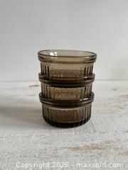 MaxSold Auction: Lot of 3 Vintage Anchor Hocking Brown Glass Ramekin Custard Cups - Kingston (Ontario, Canada) SELLER MANAGED Downsizing Online Auction - Bishop Street