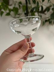 MaxSold Auction: Luminarc France Crystal Champagne Coupe Glasses with Frosted Polka Dot Design Rim - Kingston (Ontario, Canada) SELLER MANAGED Downsizing Online Auction - Bishop Street