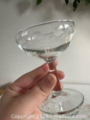 MaxSold Auction: Luminarc France Crystal Champagne Coupe Glasses with Frosted Polka Dot Design Rim - Kingston (Ontario, Canada) SELLER MANAGED Downsizing Online Auction - Bishop Street