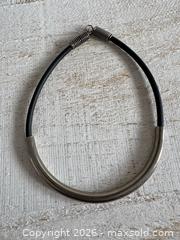 MaxSold Auction: Necklace and Bracelet Set - Black Thick Cord with Silver Tone Tube and Connector Elements - Kingston (Ontario, Canada) SELLER MANAGED Downsizing Online Auction - Bishop Street