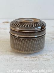 MaxSold Auction: Neutral Brown Pottery Jar Sonnot by Denby - Sugar Jar with Lid  - Kingston (Ontario, Canada) SELLER MANAGED Downsizing Online Auction - Bishop Street