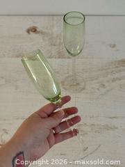 MaxSold Auction: Pair of Light Green and Clear Glass Champagne Flutes - Kingston (Ontario, Canada) SELLER MANAGED Downsizing Online Auction - Bishop Street
