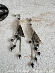 MaxSold Auction: Pair of Mixed Pierced Earrings with Black Bead/Enamel Accents on Silver Tone - Kingston (Ontario, Canada) SELLER MANAGED Downsizing Online Auction - Bishop Street