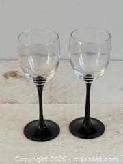 MaxSold Auction: Pair of Vintage Luminarc Domino Black and Clear Wine Glasses - Made in France - Kingston (Ontario, Canada) SELLER MANAGED Downsizing Online Auction - Bishop Street