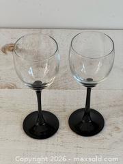 MaxSold Auction: Pair of Vintage Luminarc Domino Black and Clear Wine Glasses - Made in France - Kingston (Ontario, Canada) SELLER MANAGED Downsizing Online Auction - Bishop Street