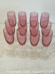 MaxSold Auction: Set of 12 Pink and Clear Glass Champagne Flutes - Kingston (Ontario, Canada) SELLER MANAGED Downsizing Online Auction - Bishop Street