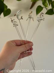 MaxSold Auction: Set of Four Clear Glass with Gold Trim Stir Sticks with Animal Tops - Drinking Swizzle Sticks - Kingston (Ontario, Canada) SELLER MANAGED Downsizing Online Auction - Bishop Street