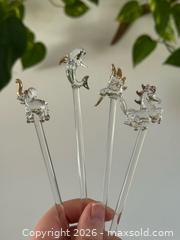 MaxSold Auction: Set of Four Clear Glass with Gold Trim Stir Sticks with Animal Tops - Drinking Swizzle Sticks - Kingston (Ontario, Canada) SELLER MANAGED Downsizing Online Auction - Bishop Street