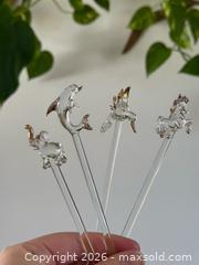 MaxSold Auction: Set of Four Clear Glass with Gold Trim Stir Sticks with Animal Tops - Drinking Swizzle Sticks - Kingston (Ontario, Canada) SELLER MANAGED Downsizing Online Auction - Bishop Street