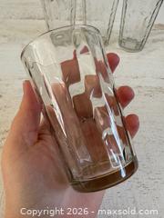 MaxSold Auction: Set of Four Small Clear Glass Juice Cups with Patterned Sides - Kingston (Ontario, Canada) SELLER MANAGED Downsizing Online Auction - Bishop Street