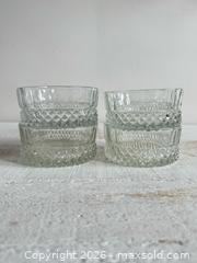 MaxSold Auction: Set of Four Small Serving Dishes with Diamond Patterned Base  - Kingston (Ontario, Canada) SELLER MANAGED Downsizing Online Auction - Bishop Street