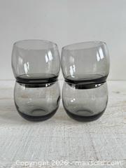 MaxSold Auction: Set of Four Vintage Roly Poly Glasses - Mid Century Modern Smokey Grey Glassware - Kingston (Ontario, Canada) SELLER MANAGED Downsizing Online Auction - Bishop Street