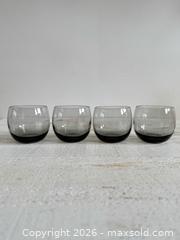 MaxSold Auction: Set of Four Vintage Roly Poly Glasses - Mid Century Modern Smokey Grey Glassware - Kingston (Ontario, Canada) SELLER MANAGED Downsizing Online Auction - Bishop Street