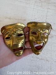 MaxSold Auction: Set of Small Brass Theatre Masks - Comedy and Tragedy Masks - Kingston (Ontario, Canada) SELLER MANAGED Downsizing Online Auction - Bishop Street