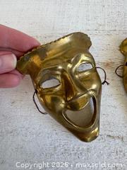 MaxSold Auction: Set of Small Brass Theatre Masks - Comedy and Tragedy Masks - Kingston (Ontario, Canada) SELLER MANAGED Downsizing Online Auction - Bishop Street