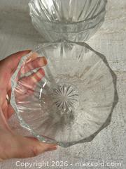 MaxSold Auction: Set of Three Arcoroc France Clear Glass Dip Bowls - Ribbed with Diamond Starburst Bases - Kingston (Ontario, Canada) SELLER MANAGED Downsizing Online Auction - Bishop Street