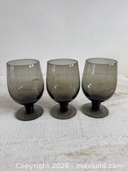 MaxSold Auction: Set of Three Libbey Classic Smoke Goblets  - Kingston (Ontario, Canada) SELLER MANAGED Downsizing Online Auction - Bishop Street
