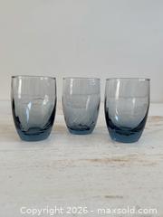 MaxSold Auction: Set of Three Libbey Tiara Bleu Optic Swirl Drinking Glasses  - Kingston (Ontario, Canada) SELLER MANAGED Downsizing Online Auction - Bishop Street
