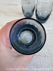 MaxSold Auction: Set of Three Libbey Tiara Bleu Optic Swirl Drinking Glasses  - Kingston (Ontario, Canada) SELLER MANAGED Downsizing Online Auction - Bishop Street