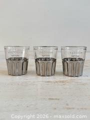 MaxSold Auction: Set of Three Rag and Bone New York Shot Glasses - Clear Glass with Silver Tone Bases  - Kingston (Ontario, Canada) SELLER MANAGED Downsizing Online Auction - Bishop Street
