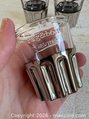 MaxSold Auction: Set of Three Rag and Bone New York Shot Glasses - Clear Glass with Silver Tone Bases  - Kingston (Ontario, Canada) SELLER MANAGED Downsizing Online Auction - Bishop Street