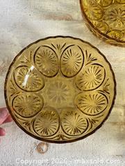 MaxSold Auction: Set of Three Vintage Anchor Hocking Medallion Honey Gold Glass Serving Bowls - Starburst Bowl Set - Kingston (Ontario, Canada) SELLER MANAGED Downsizing Online Auction - Bishop Street