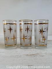 MaxSold Auction: Set of Three Vintage Dominion Atomic Starburst Drinking Glasses  - Kingston (Ontario, Canada) SELLER MANAGED Downsizing Online Auction - Bishop Street