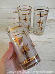 MaxSold Auction: Set of Three Vintage Dominion Atomic Starburst Drinking Glasses  - Kingston (Ontario, Canada) SELLER MANAGED Downsizing Online Auction - Bishop Street