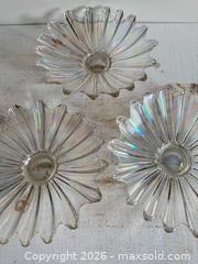 MaxSold Auction: Set of Three Vintage Federal Glass Iridescent Floral Shaped Bowls - Flower Shaped Serving Bowls - Kingston (Ontario, Canada) SELLER MANAGED Downsizing Online Auction - Bishop Street