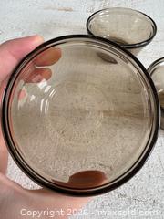MaxSold Auction: Set of Three Vintage L’Ovenware Brown Glass Custard Cup Prep Dish 6oz USA - Kingston (Ontario, Canada) SELLER MANAGED Downsizing Online Auction - Bishop Street