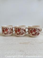 MaxSold Auction: Set of Three Wild Strawberry Stacking Mugs by Churchill in England  - Kingston (Ontario, Canada) SELLER MANAGED Downsizing Online Auction - Bishop Street