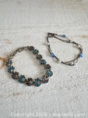 MaxSold Auction: Set of Two Costume Jewelry Bracelets - Silver Tone with Blue Accents - Kingston (Ontario, Canada) SELLER MANAGED Downsizing Online Auction - Bishop Street