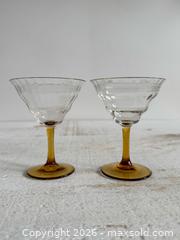MaxSold Auction: Set of Two Mini Clear and Orange Martini Drinking Glasses - Kingston (Ontario, Canada) SELLER MANAGED Downsizing Online Auction - Bishop Street