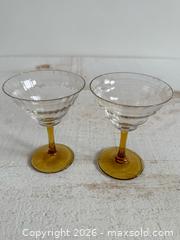 MaxSold Auction: Set of Two Mini Clear and Orange Martini Drinking Glasses - Kingston (Ontario, Canada) SELLER MANAGED Downsizing Online Auction - Bishop Street