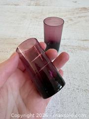 MaxSold Auction: Set of Two Purple Glass Shot Glasses  - Kingston (Ontario, Canada) SELLER MANAGED Downsizing Online Auction - Bishop Street