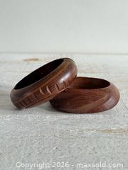 MaxSold Auction: Set of Two Wooden Carved Bracelet Bangles  - Kingston (Ontario, Canada) SELLER MANAGED Downsizing Online Auction - Bishop Street