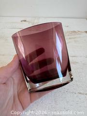 MaxSold Auction: Small Vintage Art Glass Minimalist Amethyst Vase with Heavy Clear Base by Abbott - Kingston (Ontario, Canada) SELLER MANAGED Downsizing Online Auction - Bishop Street