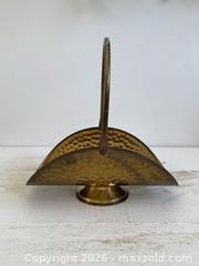 MaxSold Auction: Small Vintage Brass Open Basket Style Holder Made in Holland  - Kingston (Ontario, Canada) SELLER MANAGED Downsizing Online Auction - Bishop Street