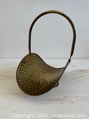 MaxSold Auction: Small Vintage Brass Open Basket Style Holder Made in Holland  - Kingston (Ontario, Canada) SELLER MANAGED Downsizing Online Auction - Bishop Street