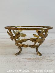 MaxSold Auction: Small Vintage Brass Open Style Bowl Holder with Connected Leaf Design - Kingston (Ontario, Canada) SELLER MANAGED Downsizing Online Auction - Bishop Street