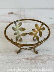 MaxSold Auction: Small Vintage Brass Open Style Bowl Holder with Connected Leaf Design - Kingston (Ontario, Canada) SELLER MANAGED Downsizing Online Auction - Bishop Street