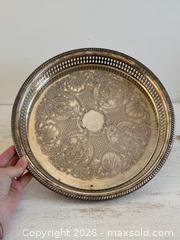 MaxSold Auction: Stunning Etched Silver Plated Serving Tray with Cut Out Edge Detailing  - Kingston (Ontario, Canada) SELLER MANAGED Downsizing Online Auction - Bishop Street