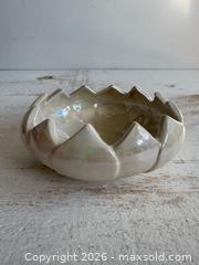 MaxSold Auction: Vintage 70s Lusterware Open Lotus Bowl with Pearlescent Glaze  - Kingston (Ontario, Canada) SELLER MANAGED Downsizing Online Auction - Bishop Street