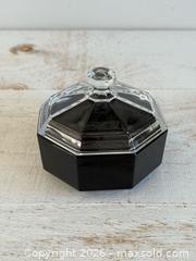 MaxSold Auction: Vintage Arcoroc Octime Sugar Bowl with Black Octagon Base and Clear Glass Lid - Kingston (Ontario, Canada) SELLER MANAGED Downsizing Online Auction - Bishop Street