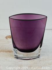 MaxSold Auction: Vintage Art Glass Minimalist Amethyst Vase with Heavy Clear Base - Kingston (Ontario, Canada) SELLER MANAGED Downsizing Online Auction - Bishop Street