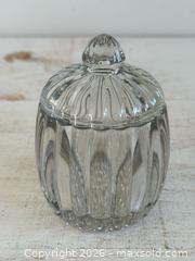 MaxSold Auction: Vintage Clear Glass Ribbed Trinket Dish with Lid - Small Glass Storage Jar - Kingston (Ontario, Canada) SELLER MANAGED Downsizing Online Auction - Bishop Street