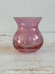 MaxSold Auction: Vintage Dainty Glass Vase with Carved Flower Design  - Kingston (Ontario, Canada) SELLER MANAGED Downsizing Online Auction - Bishop Street