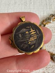 MaxSold Auction: Vintage Enamel and Brass Etched Jewelry Lot - Locket, Three Bracelets and Earrings  - Kingston (Ontario, Canada) SELLER MANAGED Downsizing Online Auction - Bishop Street