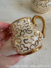 MaxSold Auction: Vintage Gold Squiggle Cream and Sugar Set - Sudlow’s of Burslem in England  - Kingston (Ontario, Canada) SELLER MANAGED Downsizing Online Auction - Bishop Street