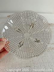 MaxSold Auction: Vintage Hazel Atlas Hobnail Beaded Teardrop 4 Footed Scalloped Edged Clear Glass Bowl - Kingston (Ontario, Canada) SELLER MANAGED Downsizing Online Auction - Bishop Street
